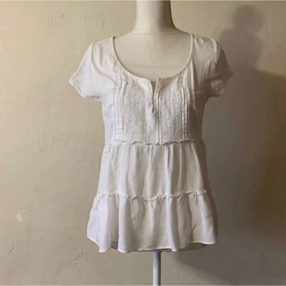 AE Double Ruffle Short Sleeve Blouse‎ Size S